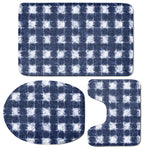 Shibori Grid Pattern Print 3 Piece Bath Mat Set