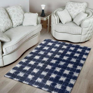 Shibori Grid Pattern Print Area Rug