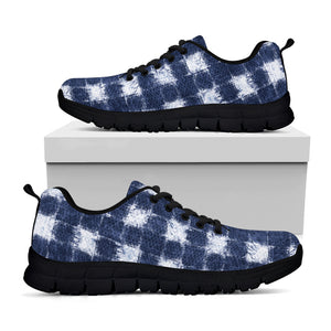 Shibori Grid Pattern Print Black Sneakers