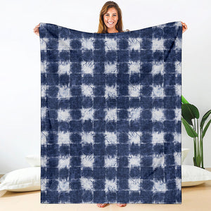 Shibori Grid Pattern Print Blanket