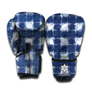 Shibori Grid Pattern Print Boxing Gloves