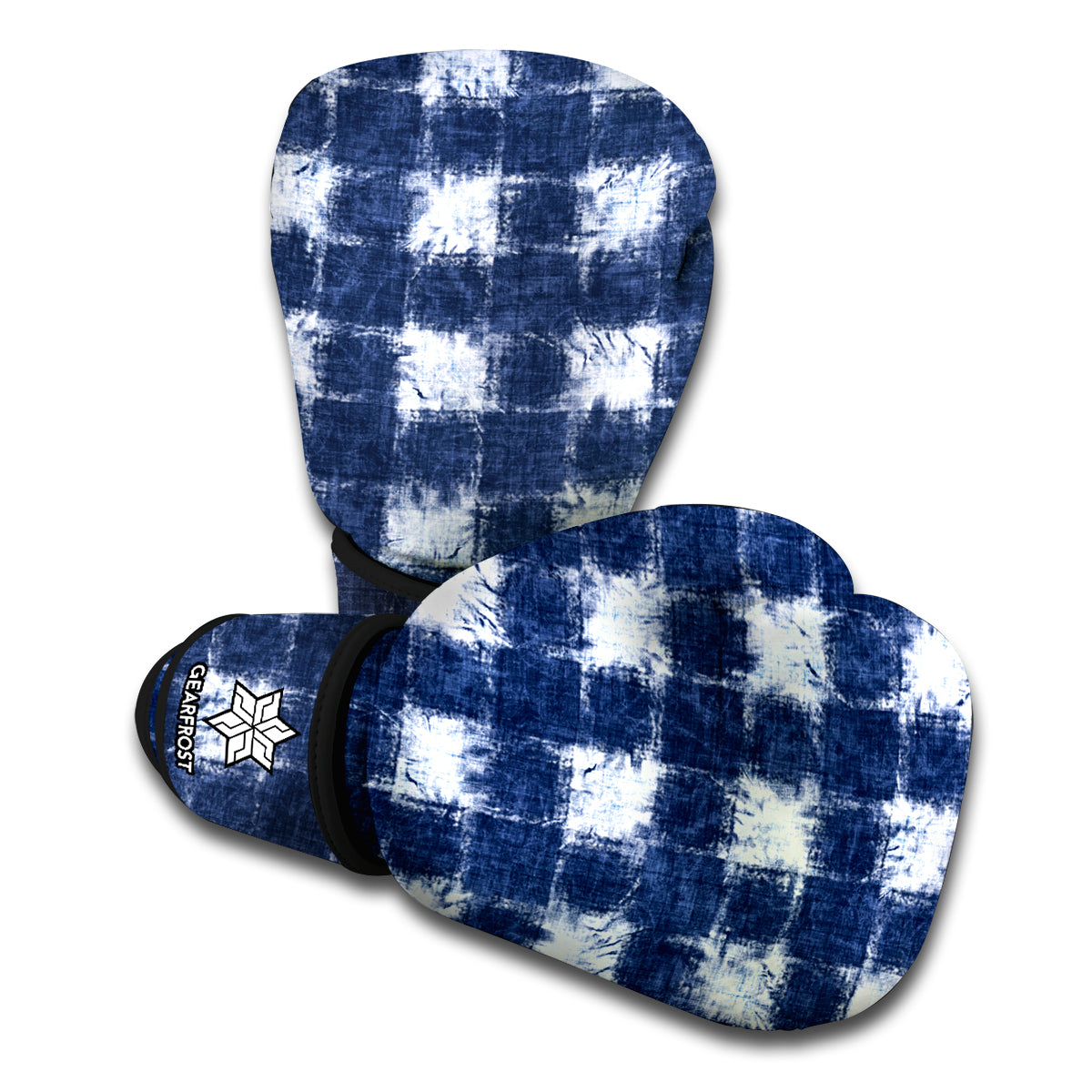 Shibori Grid Pattern Print Boxing Gloves