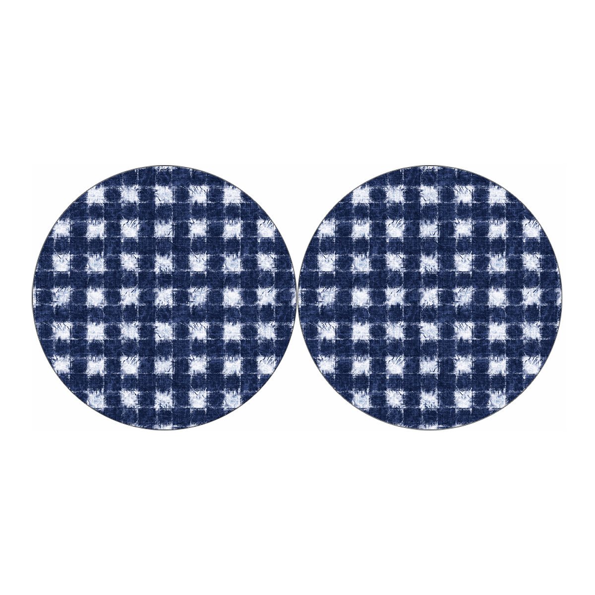 Shibori Grid Pattern Print Car Coasters