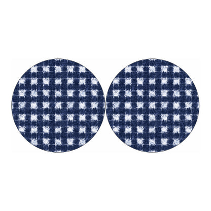 Shibori Grid Pattern Print Car Coasters
