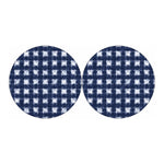 Shibori Grid Pattern Print Car Coasters