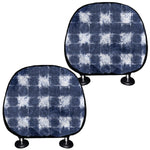 Shibori Grid Pattern Print Car Headrest Covers