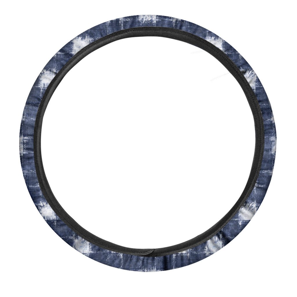 Shibori Grid Pattern Print Car Steering Wheel Cover