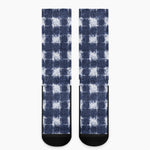 Shibori Grid Pattern Print Crew Socks