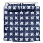 Shibori Grid Pattern Print Duvet Cover Bedding Set