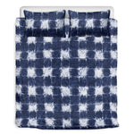 Shibori Grid Pattern Print Duvet Cover Bedding Set