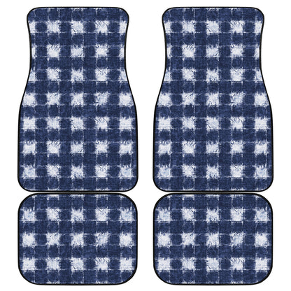 Shibori Grid Pattern Print Front and Back Car Floor Mats