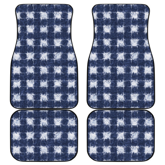 Shibori Grid Pattern Print Front and Back Car Floor Mats