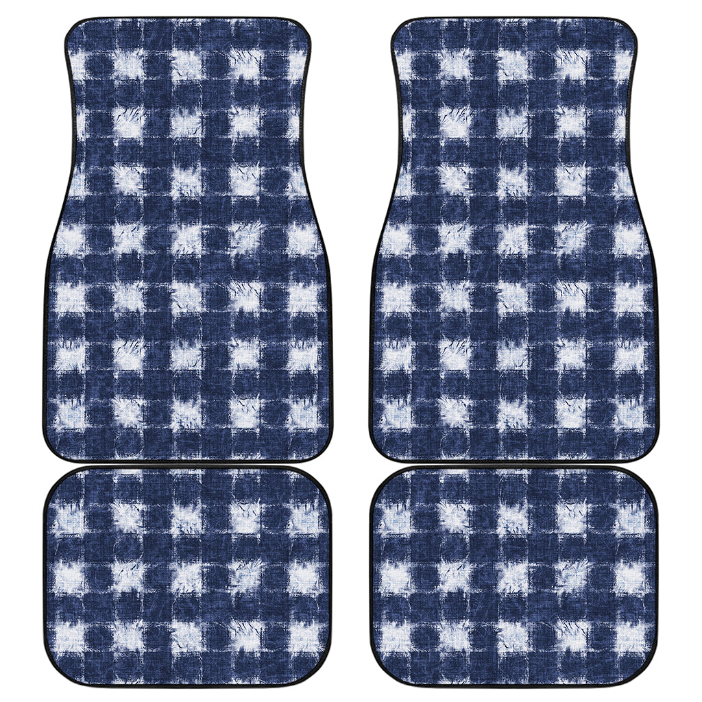 Shibori Grid Pattern Print Front and Back Car Floor Mats