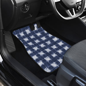 Shibori Grid Pattern Print Front and Back Car Floor Mats