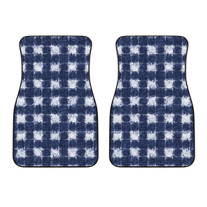 Shibori Grid Pattern Print Front Car Floor Mats