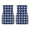 Shibori Grid Pattern Print Front Car Floor Mats