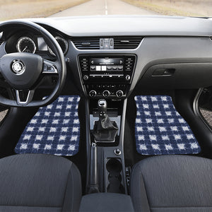 Shibori Grid Pattern Print Front Car Floor Mats