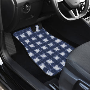 Shibori Grid Pattern Print Front Car Floor Mats