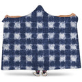 Shibori Grid Pattern Print Hooded Blanket