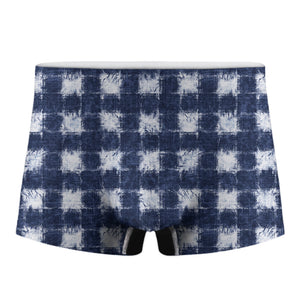 Shibori Grid Pattern Print Men's Boxer Briefs