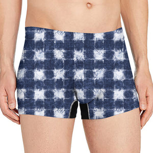 Shibori Grid Pattern Print Men's Boxer Briefs