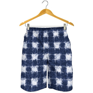 Shibori Grid Pattern Print Men's Shorts