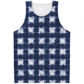 Shibori Grid Pattern Print Men's Tank Top
