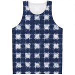 Shibori Grid Pattern Print Men's Tank Top