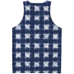 Shibori Grid Pattern Print Men's Tank Top