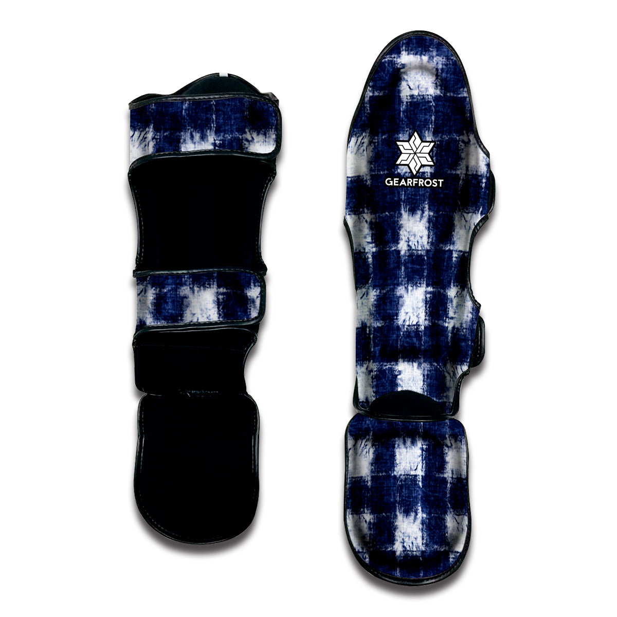 Shibori Grid Pattern Print Muay Thai Shin Guard