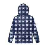 Shibori Grid Pattern Print Pullover Hoodie