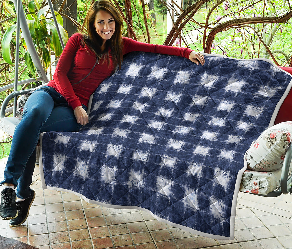 Shibori Grid Pattern Print Quilt