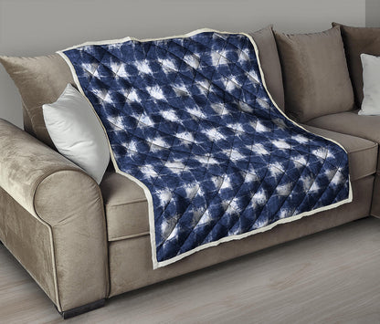 Shibori Grid Pattern Print Quilt