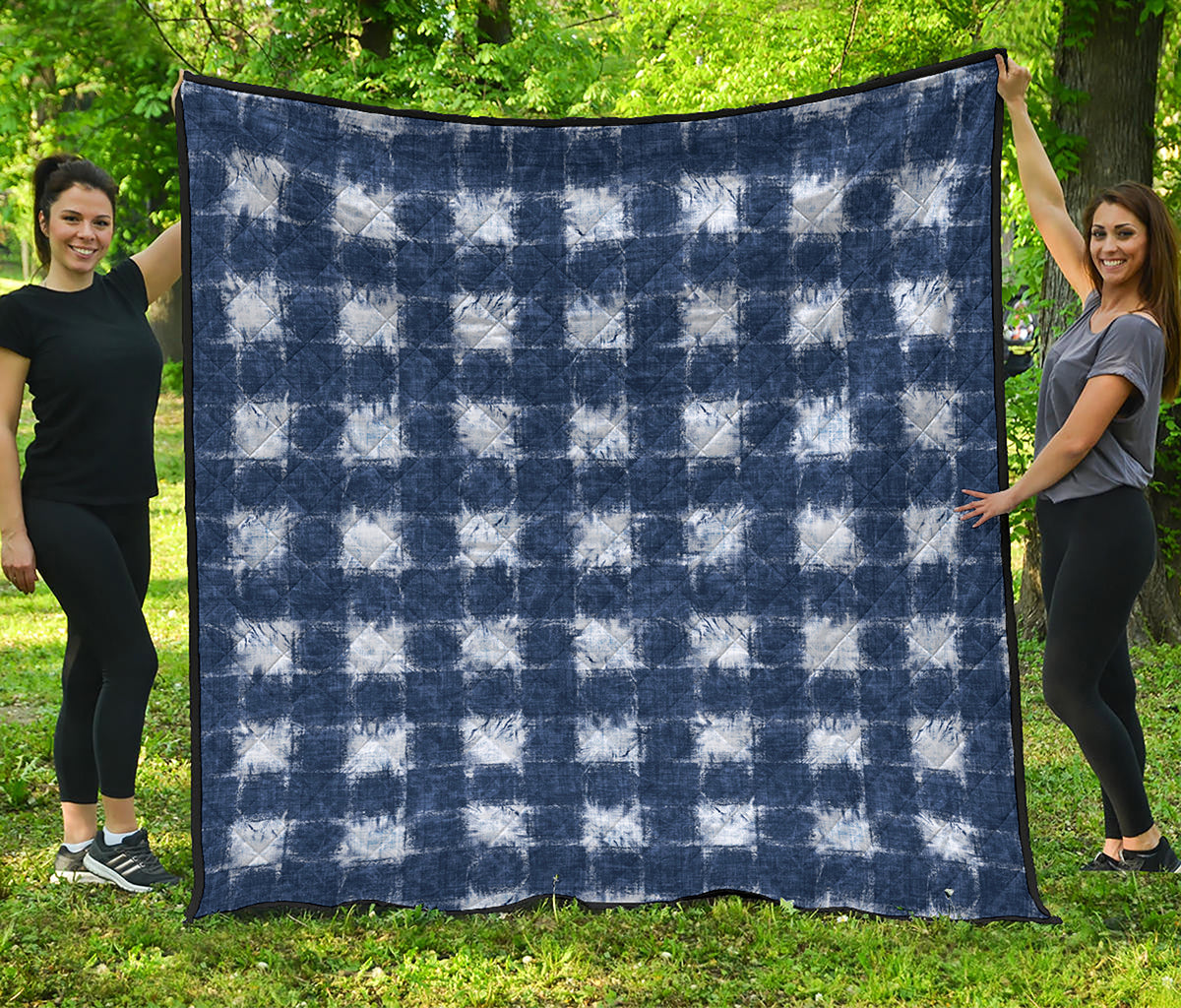Shibori Grid Pattern Print Quilt