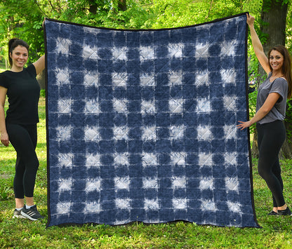 Shibori Grid Pattern Print Quilt
