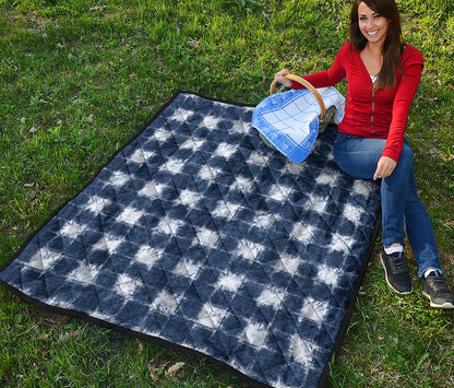 Shibori Grid Pattern Print Quilt