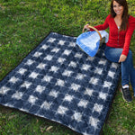 Shibori Grid Pattern Print Quilt