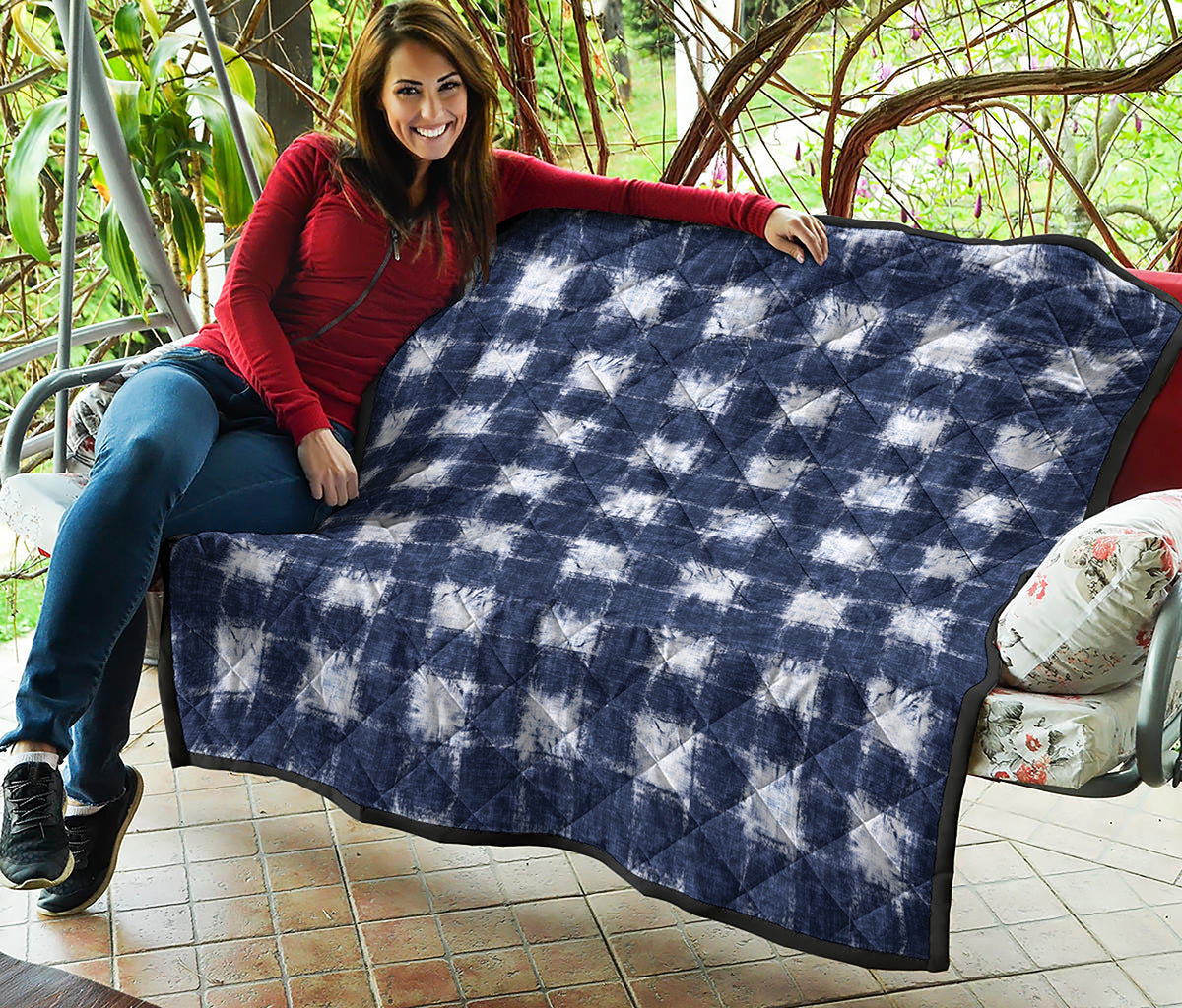 Shibori Grid Pattern Print Quilt