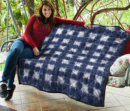 Shibori Grid Pattern Print Quilt