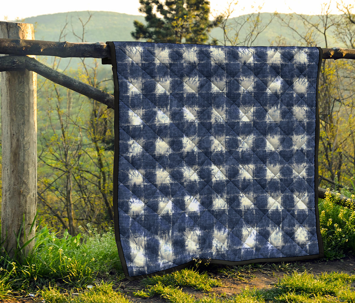 Shibori Grid Pattern Print Quilt