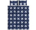 Shibori Grid Pattern Print Quilt Bed Set