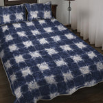 Shibori Grid Pattern Print Quilt Bed Set