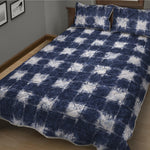 Shibori Grid Pattern Print Quilt Bed Set