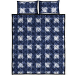 Shibori Grid Pattern Print Quilt Bed Set