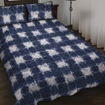 Shibori Grid Pattern Print Quilt Bed Set