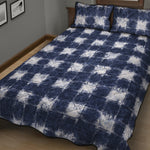 Shibori Grid Pattern Print Quilt Bed Set