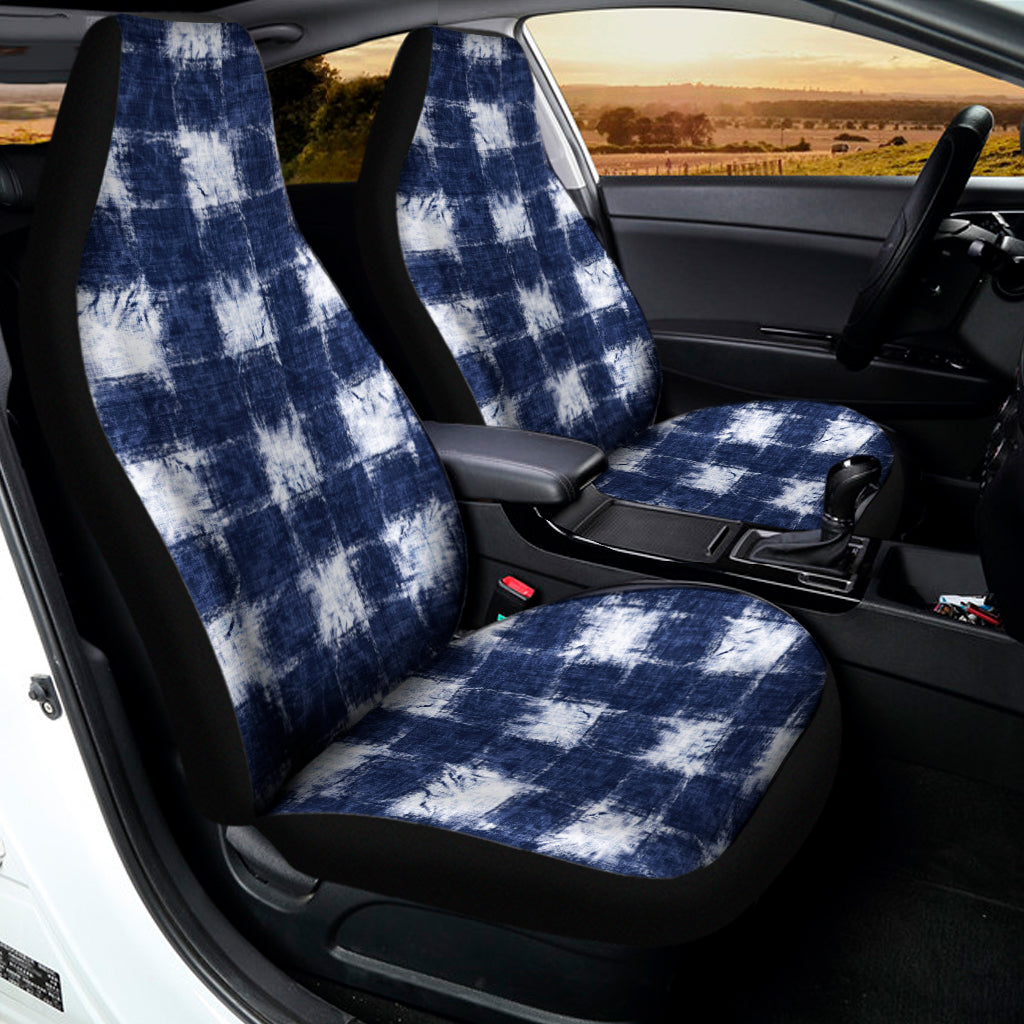 Shibori Grid Pattern Print Universal Fit Car Seat Covers