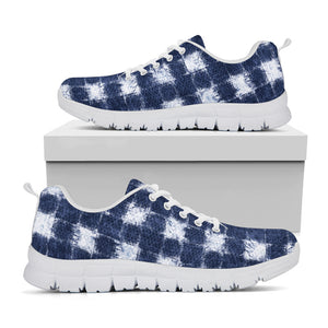 Shibori Grid Pattern Print White Sneakers