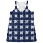 Shibori Grid Pattern Print Women's Racerback Tank Top
