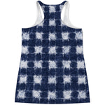 Shibori Grid Pattern Print Women's Racerback Tank Top